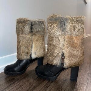 Stylish Black and Brown Fur Boots